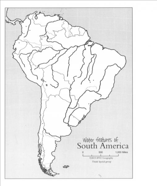South America Water Map Print Map Quiz: South America Water Features ()