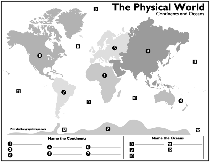 Continents And Oceans Map Quiz Print Map Quiz World Map Language Map