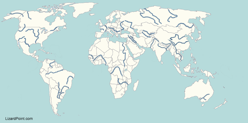 World Map Rivers Labeled Map Quiz: Major Rivers Of The World (Major World Rivers)