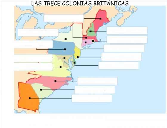 abdomen Lamer Lijadoras Mapa Interactivo: LAS TRECE COLONIAS ()
