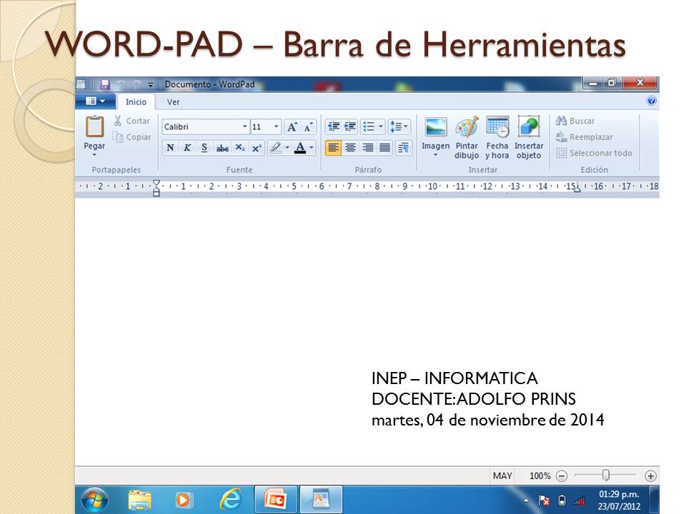 Slideshow: WordPad Barra de Herramientas (wordpad)