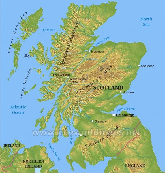 Scotland Mountain Ranges Map Print Map Quiz: Scotland ()