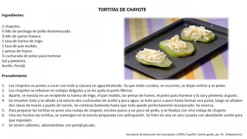 Imprimir Test: Tortitas de chayote 5to (lengua)